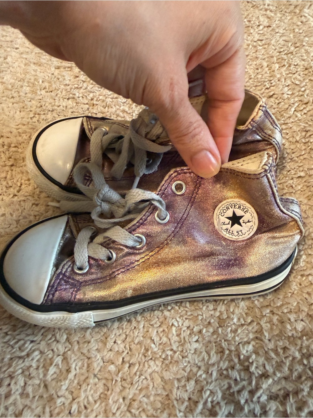 Converse Chuck Taylor All Star Metallic Rose Gold High Top Sneakers Toddler 9c